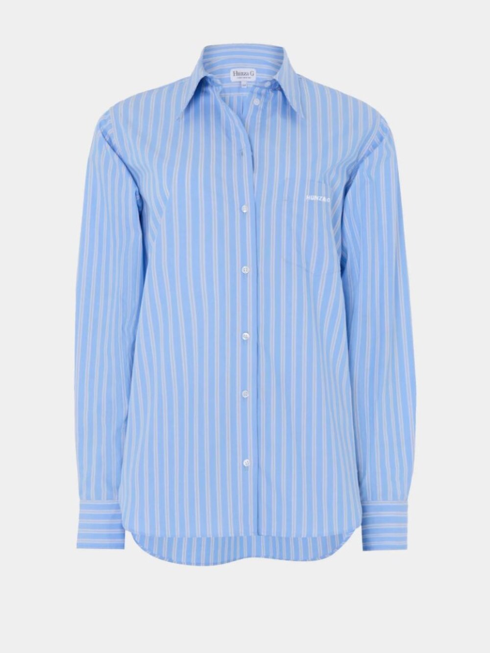 NEW Hunza G Essential Shirt in Stripe Cornflower Blue